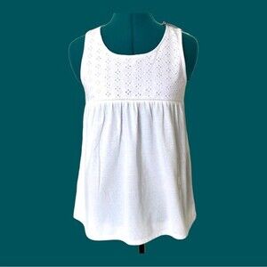 White Eyelet Sleeveless Girls Top size XL (14/16)